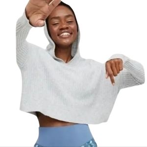 Offline by Aerie Super Soft Cropped Hooded Knit  Sweater | Light Gray | …